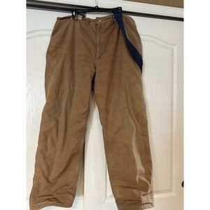 Carhartt Canvas Quilt Lined Men's Work Pants Duck Brown 44 X 32
